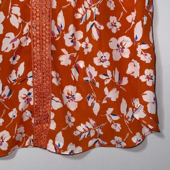 Zac & Rachel floral orange blouse women’s size petite medium - Picture 4 of 6